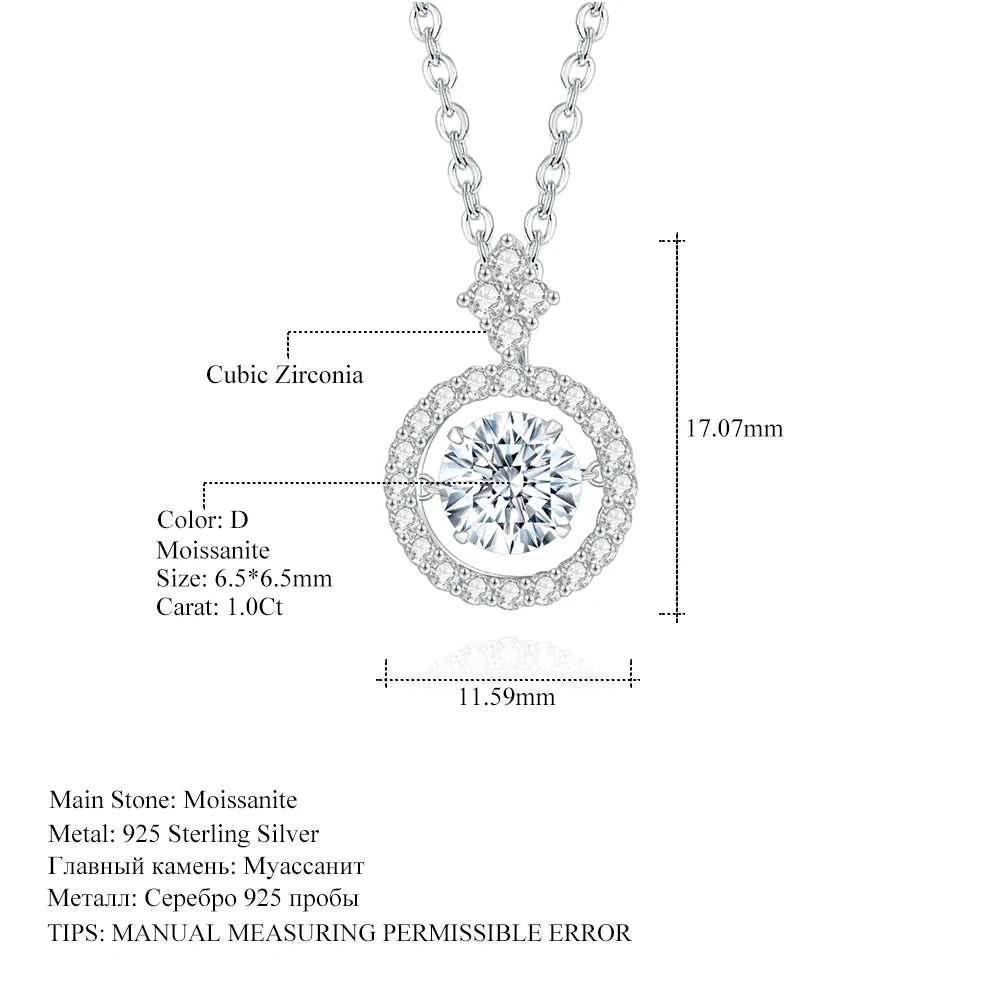 Moissanite Pendant Necklace in 925 Sterling Silver for Women - brevityofgoodsshop