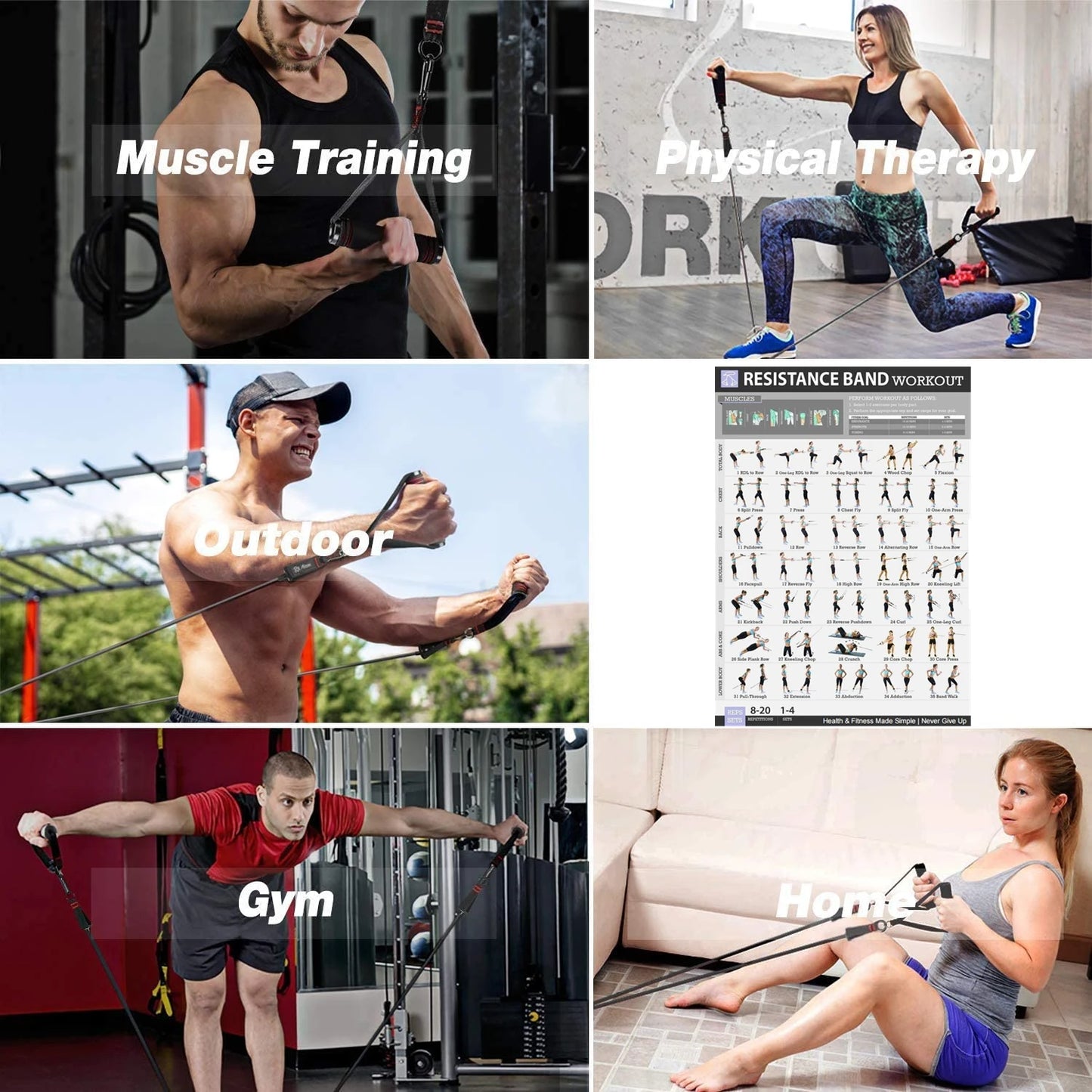 300lb Fitness Resistance Bands Sets - brevityofgoodsshop