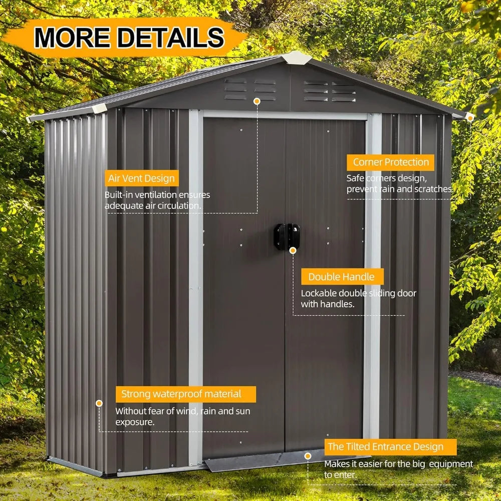 6x4 FT Outdoor Metal Storage Shed - brevityofgoodsshop