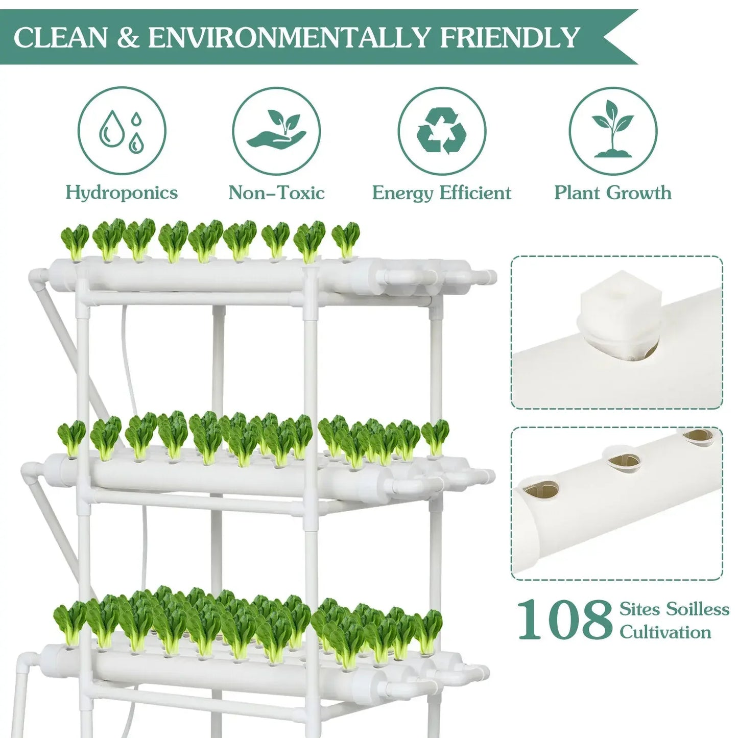 3-Layer/108 Sites Hydroponics System Growing Kits - brevityofgoodsshop