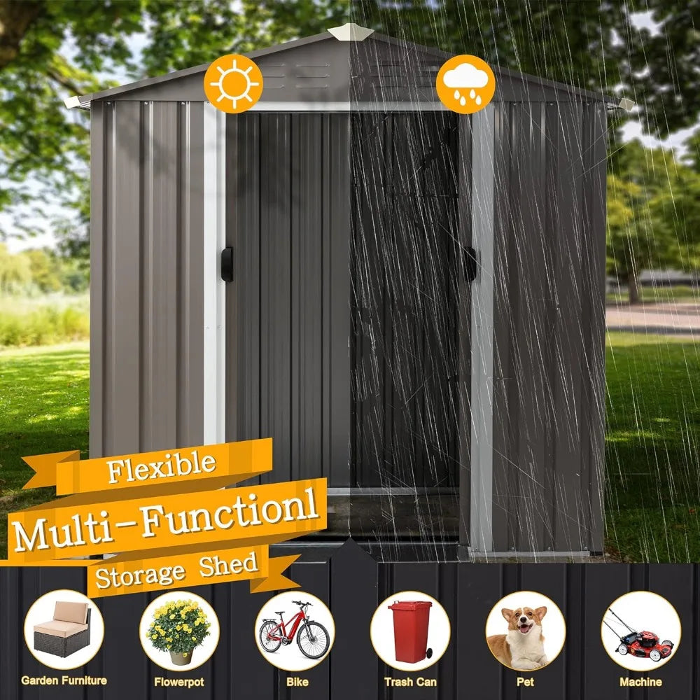 6x4 FT Outdoor Metal Storage Shed - brevityofgoodsshop