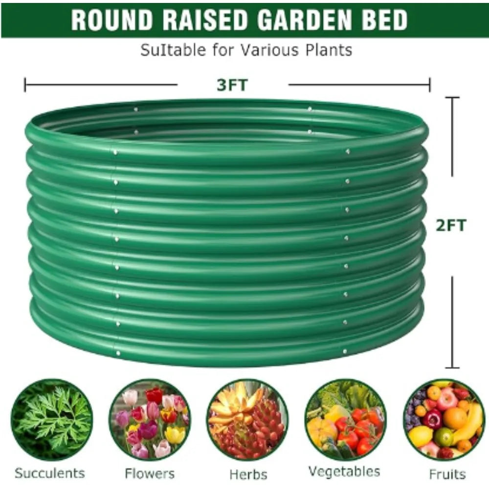 2 Pack Round Galvanized Raised Garden Bed