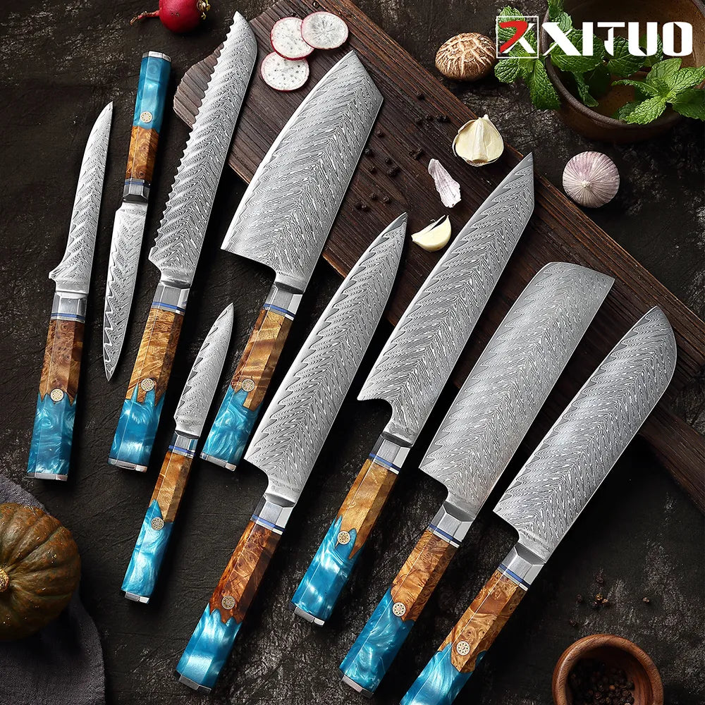 Xituo Kitchen Knife Set, Blue - brevityofgoodsshop