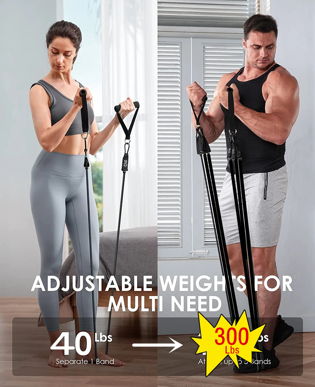 300lb Fitness Resistance Bands Sets - brevityofgoodsshop