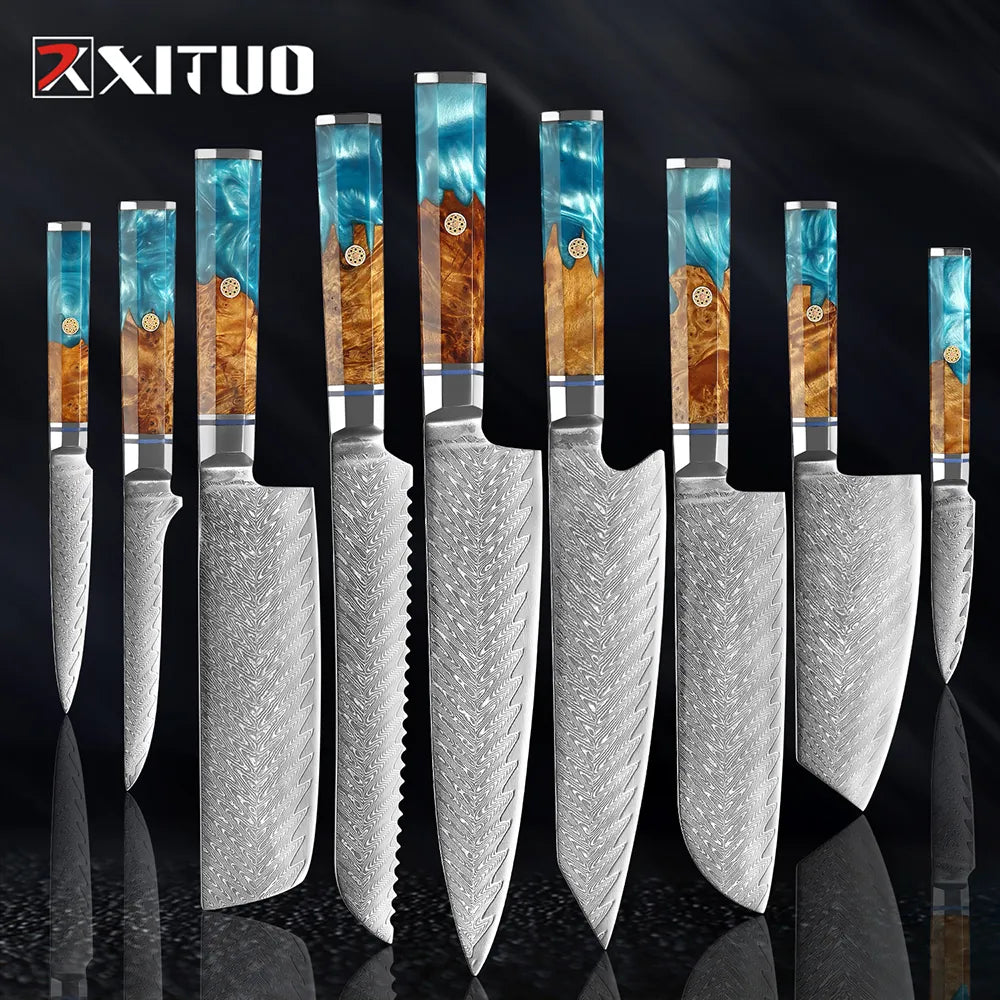 Xituo Kitchen Knife Set, Blue - brevityofgoodsshop