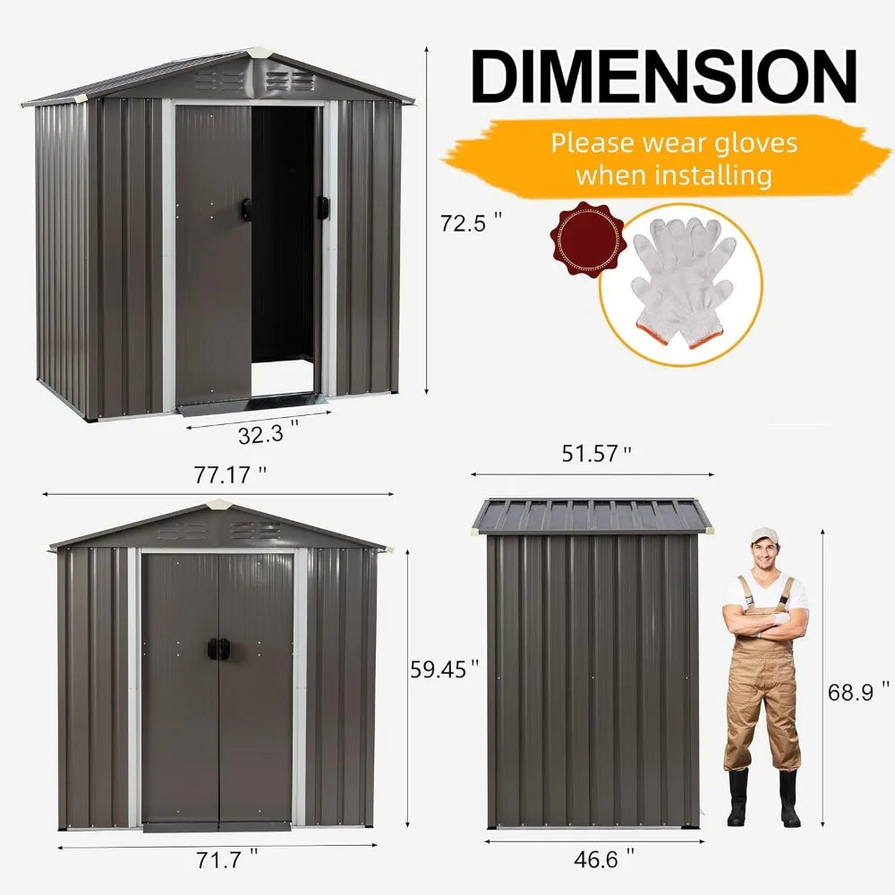 6x4 FT Outdoor Metal Storage Shed - brevityofgoodsshop