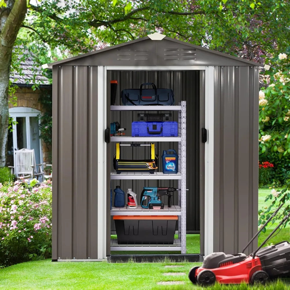 6x4 FT Outdoor Metal Storage Shed - brevityofgoodsshop