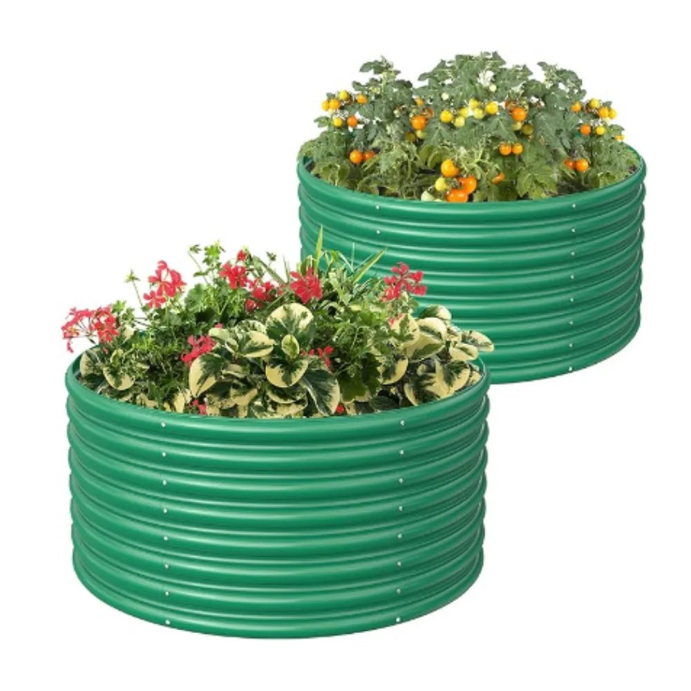 2 Pack Round Galvanized Raised Garden Bed