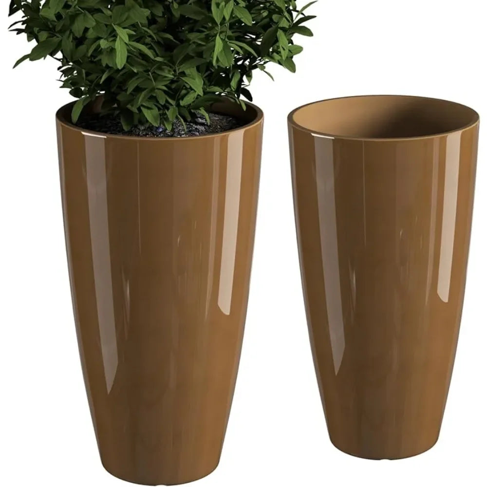 Set of 2 Pack 21in,Tall Planters with Drainage Hole - brevityofgoodsshop